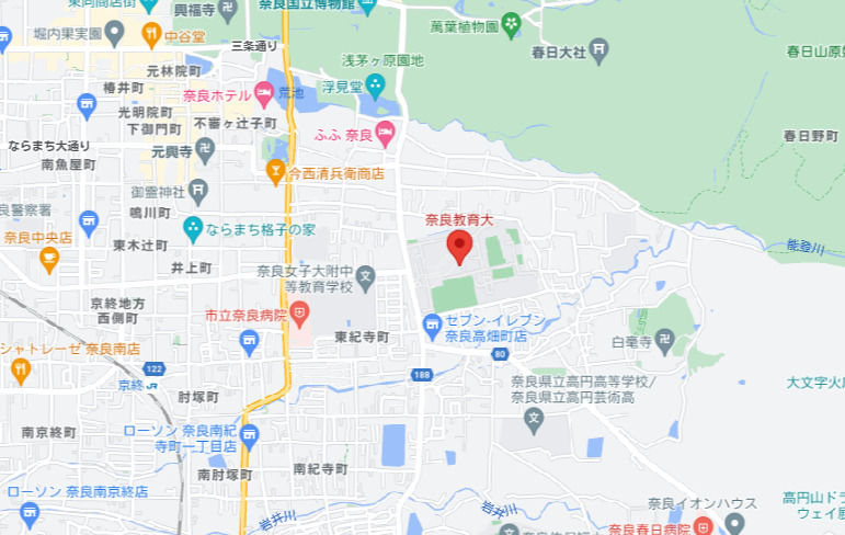 奈良教育大学周辺マップ